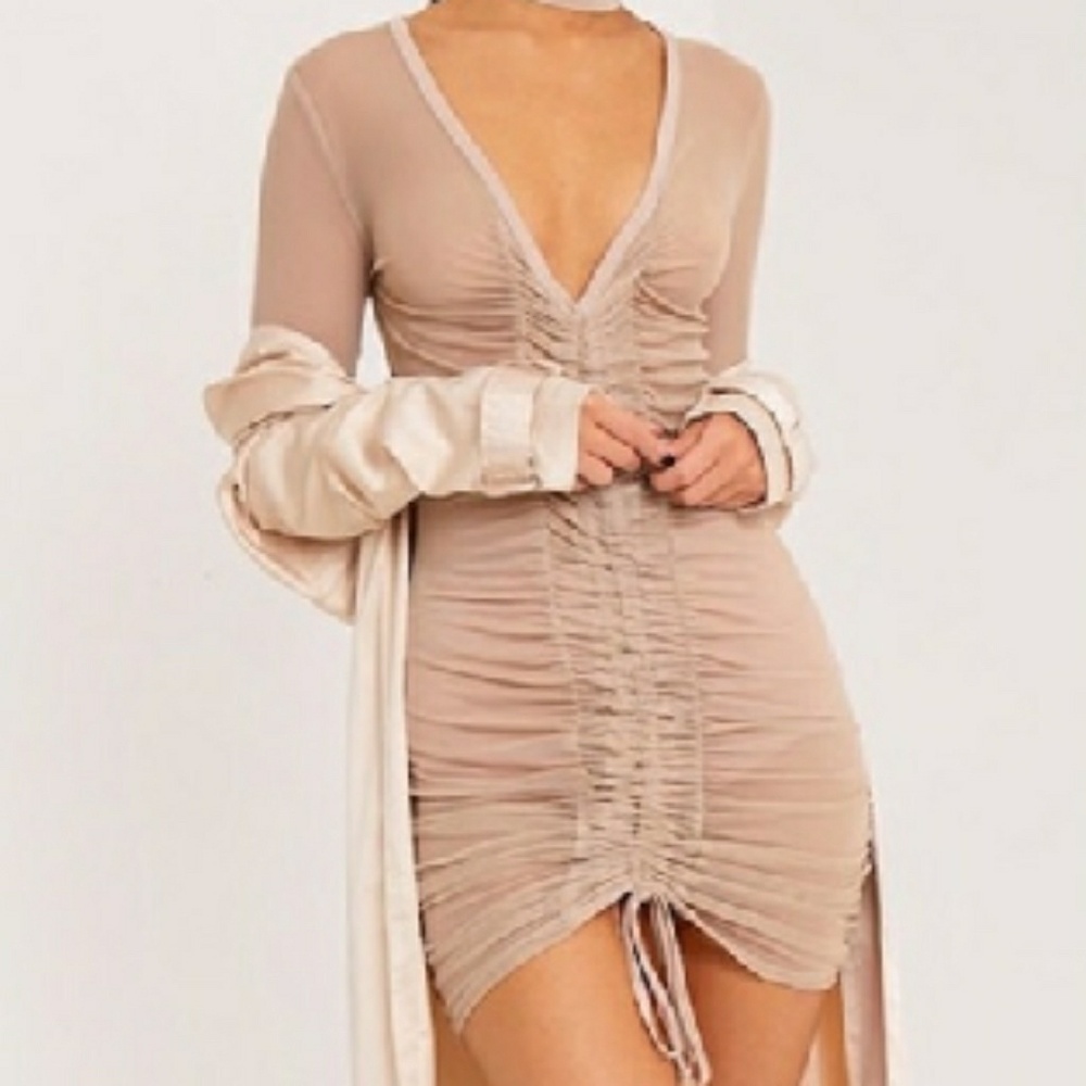 NWT Sexy sheer ruched dress